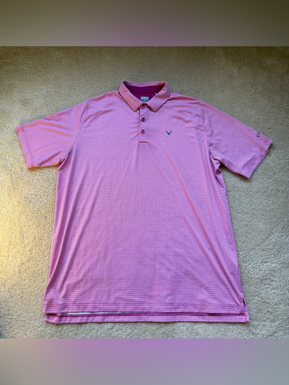Callaway Opti-Dry Men’s Pink Houndstooth Polo Shirt - Size XL - EUC - Stretch